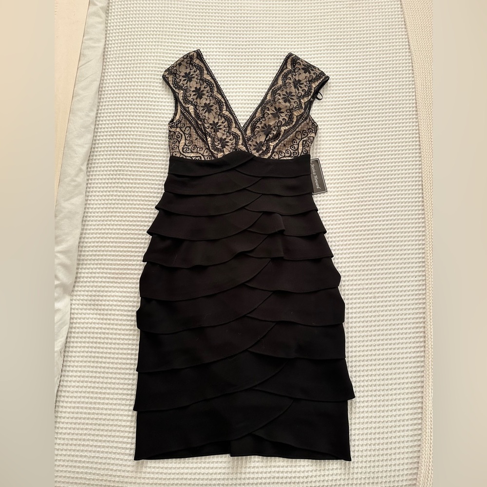 Elegant Black Lace Ruffled Dress